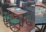6 Ki�ilik Demir Ayakl� ��ine Ge�meli Masa Sandalye Tak�m�
