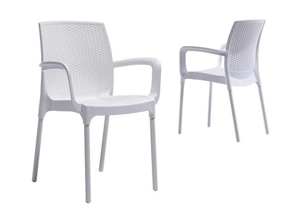 Beyaz Rattan Hasrl Plastik Sandalye - Masa Sandalye