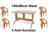 Masa Sandalye / 140x80cm Plastik Masa Sandalye Tak�m�