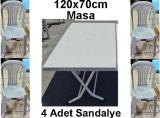 Masa Sandalye / 120x70cm Eko Katlan�r Plastik Masa Sandalye Tak�m�