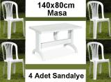 Masa Sandalye / 140x80cm Plastik Masa Sandalye Tak�m�