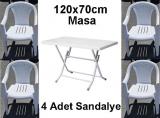 Masa Sandalye / 120x70cm Katlan�r Plastik Masa Sandalye Tak�m�