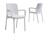 Kollu Sandalye / Beyaz Rattan Hasrl Plastik Sandalye