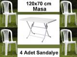 Masa Sandalye / 120x70cm Katlan�r Plastik Masa Sandalye Tak�m�